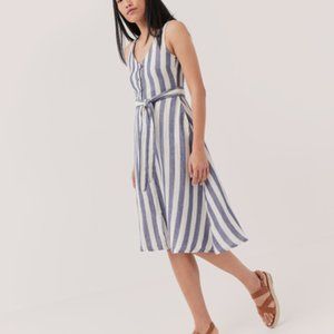 Pact The Harbour Midi Dress Organic Cotton Blue and White Stripes size small NWT
